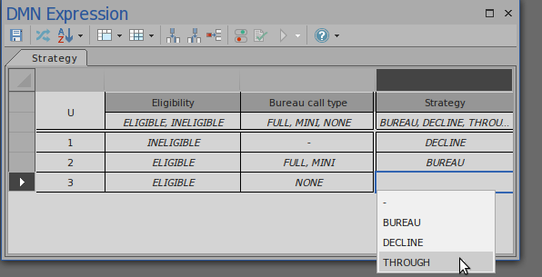Auto-filling value fields in a DMN Decision Table in the context of an Item Definition using Sparx Systems Enterprise Architect. Auto-filling value fields in a DMN Decision Table in the context of an Item Definition using Sparx Systems Enterprise Architect.