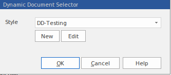 The Dynamic Document Selector dialog is used for selecting a system-provided dynamic style for the Dynamic Document window. The Dynamic Document Selector dialog is used for selecting a system-provided dynamic style for the Dynamic Document window.