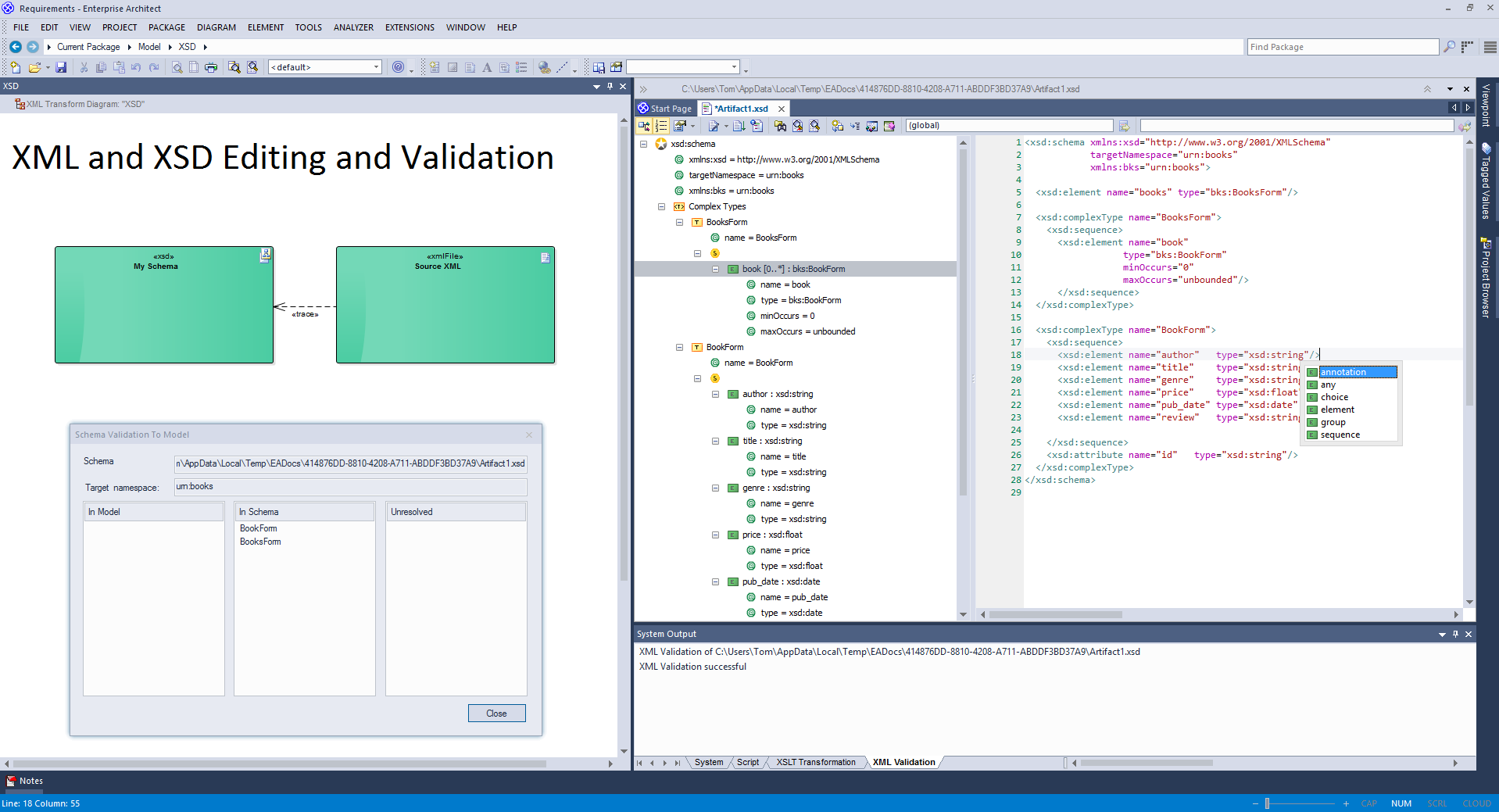 XML and XSD Editing and Validation